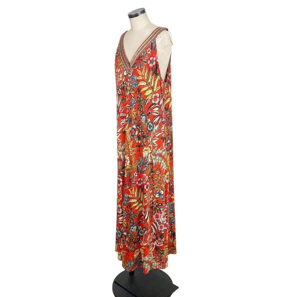 Soft Surroundings Red Floral V-Neck Maxi Dress - Picture 5 of 13